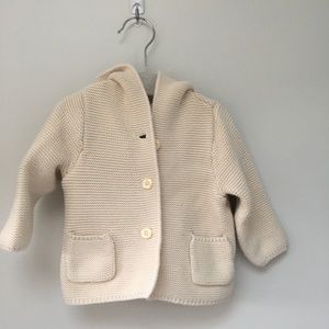 Baby Gap Cream Hooded Knit Cardigan
